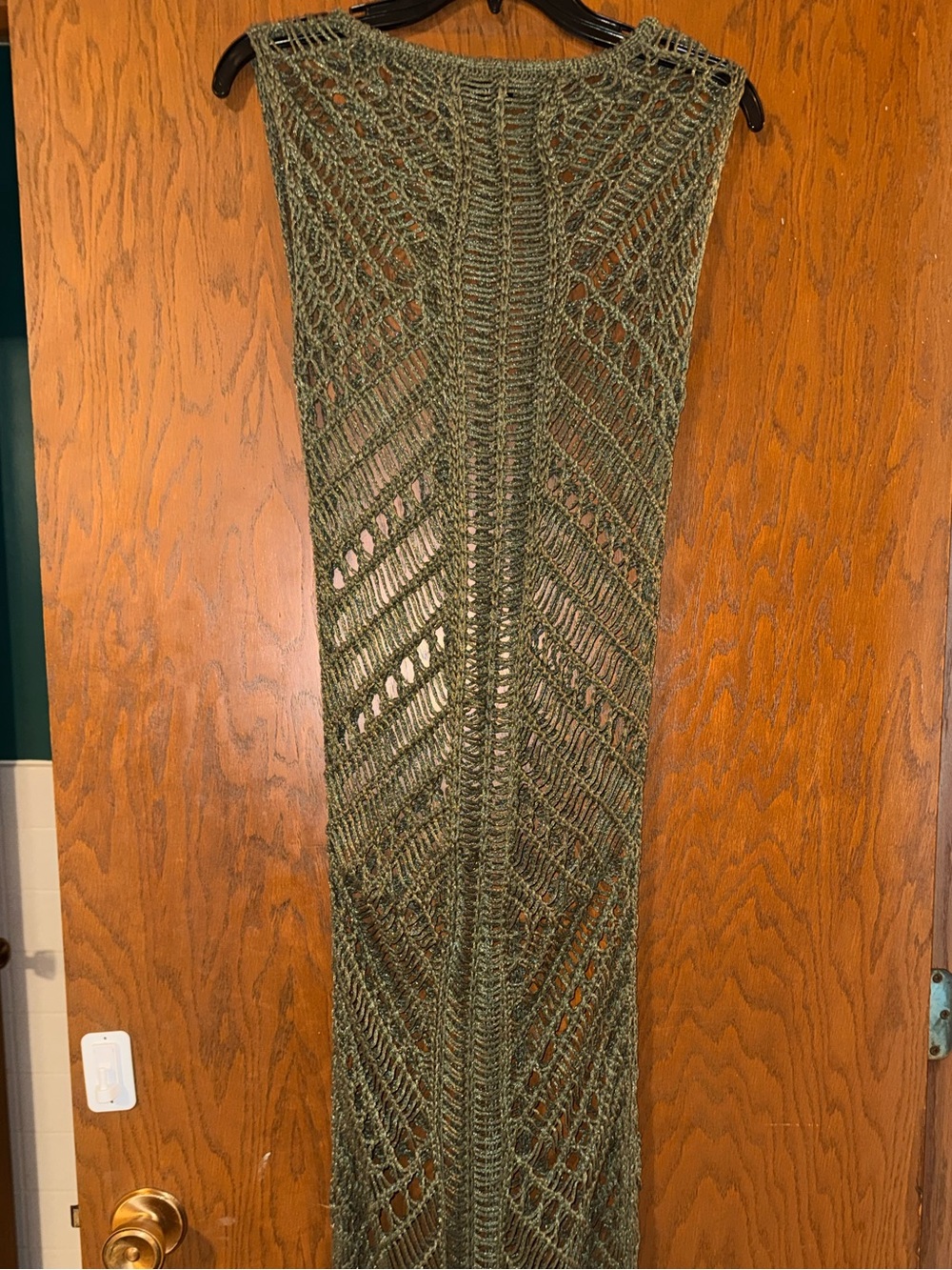 MOEVA Olive Green Open-Knit Maxi Jeans Cover-Up